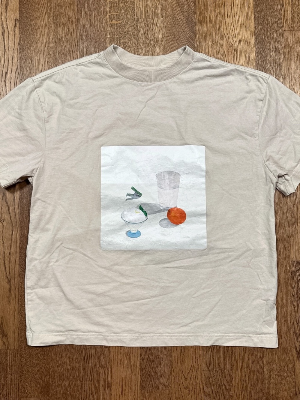 JACQUEMUS Le Shirt Tableau Still Life Art Vinyl Print Tan T Shirt Unisex XS